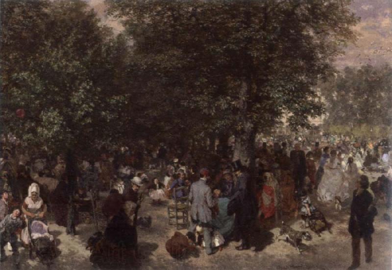 Adolph von Menzel Afternoon in the Tuileries Garden Norge oil painting art
